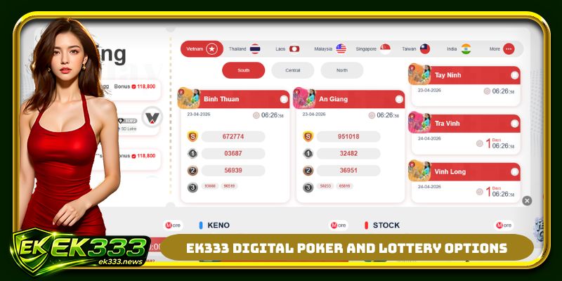 EK333 digital poker and lottery options